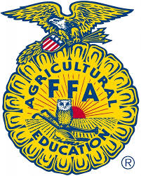 yellow circle with american eagle on top, and an owl in the middle, with the title FFA agricultural education